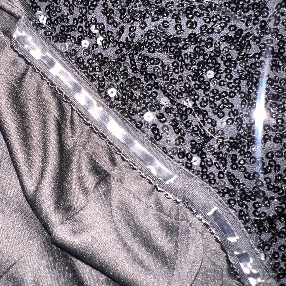 Badgley Mischka Black One-Shoulder Sequin Dress NWT Size 4 - Picture 16 of 16